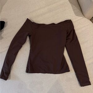 Elegant Off-Shoulder Brown Top